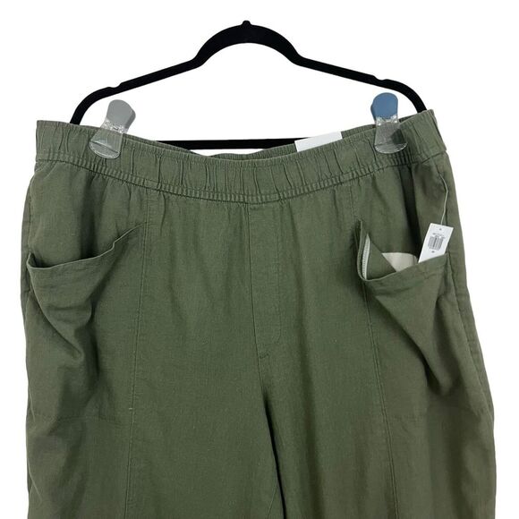 Old Navy Womens Size 2X Green Linen Blend Crop Pants New NWT - Picture 2 of 6